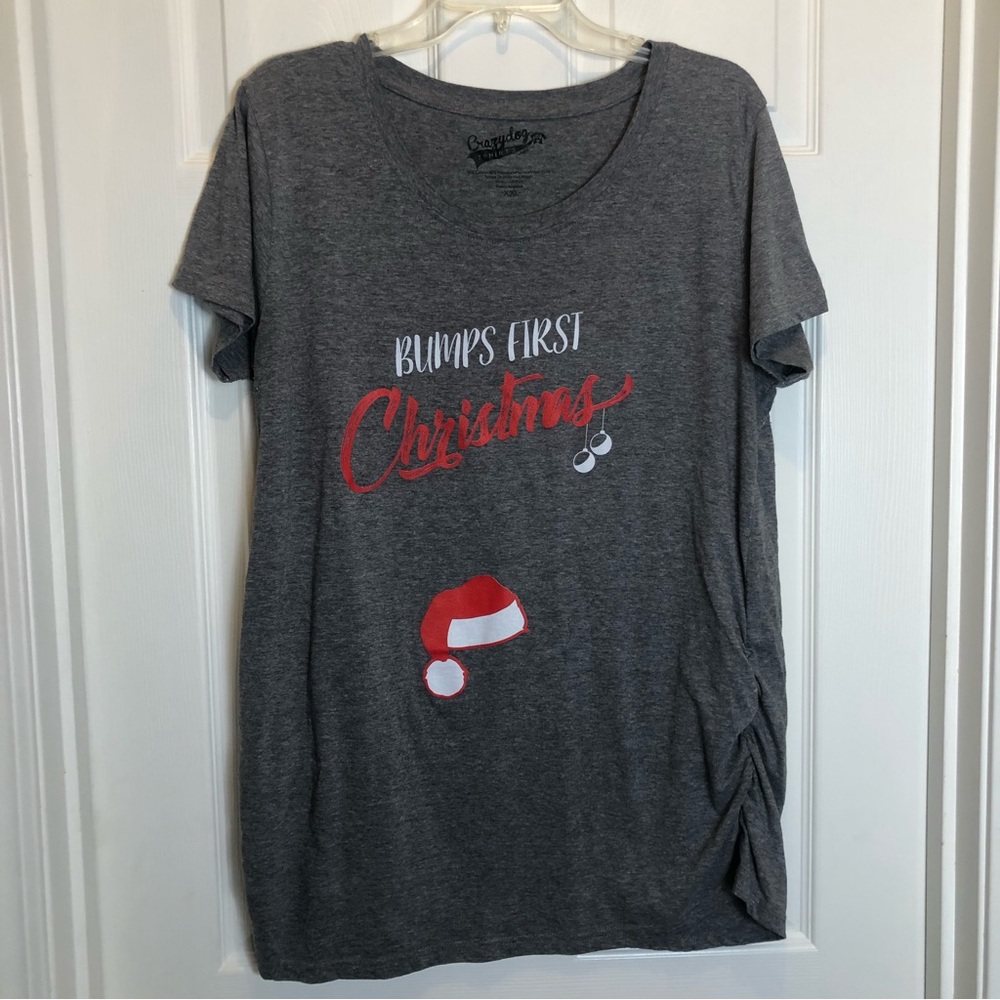Crazy dog T-Shirt  Maternity Christmas Baby Bump’s First Christmas Size XXL
